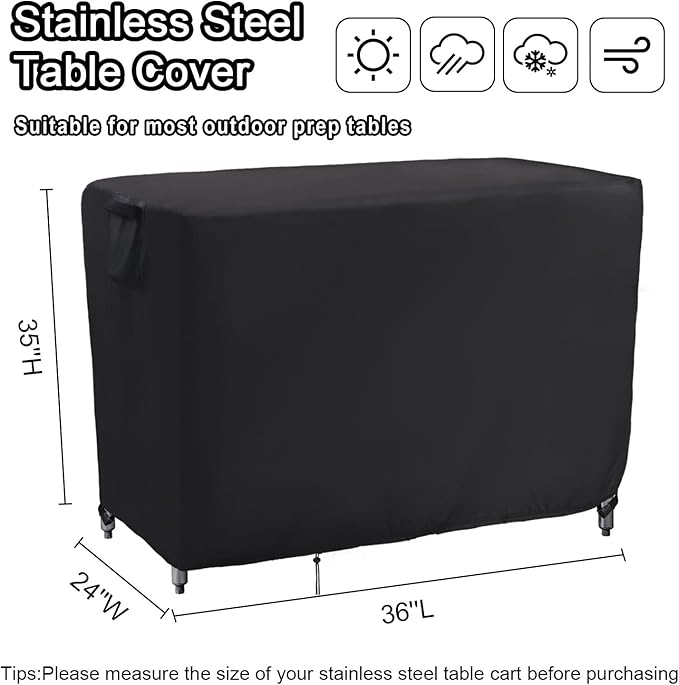 Kingling Outdoor Prep Table Cover, Waterproof Stainless Steel Table Covers - Image 2