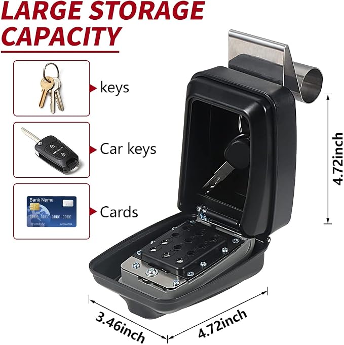 Car Window Punch Button Lock Box, Sturdy Waterproof Large Capacity Lock Box - Image 2