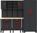 Red Garage Cabinet Storage System 6-Pcs Workshop Set Garage Cabinet and Storage by Unknown