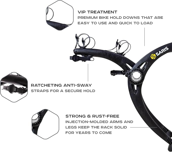 Saris Bones Car Trunk Bicycle Rack Carrier, Mounts 2 Bikes, Anti-Sway Straps - Image 3