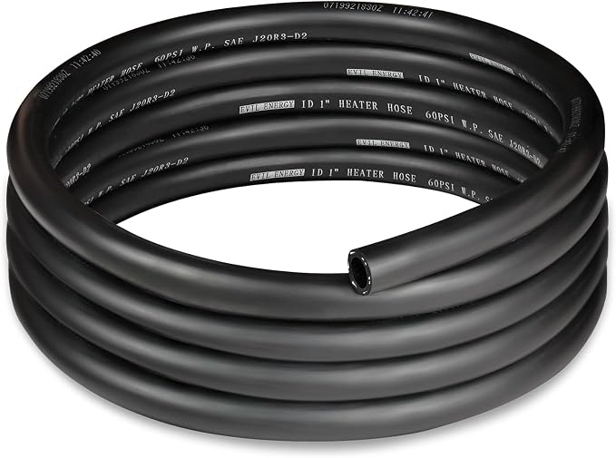 EVIL ENERGY 1" Heater Hose Coolant Radiator Straight 60PSI SAE 20R3 10FT Black by EVILENERGY