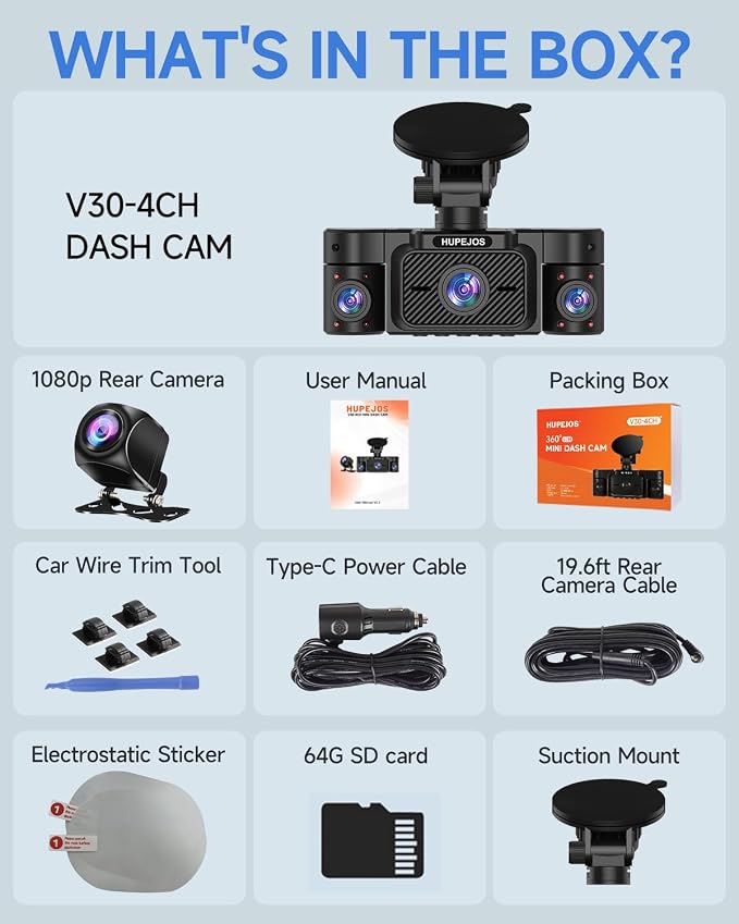 Dash Cam Front and Rear, 360 Dgree View 4 Channel Dash Camera - Image 8