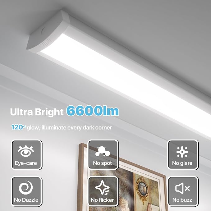 HYPERLITE 4ft LED Wraparound Light 60W, 6600LM 4' LED Shop Lights Fixture - Image 2