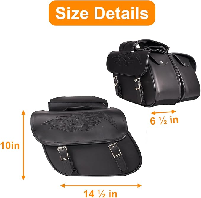 GARGOYLE BELLS Motorcycle Saddle Bags Leather Motorcycle Luggage Bag - Image 7