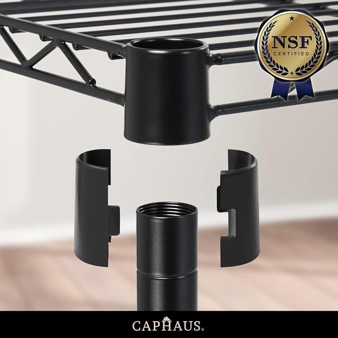 CAPHAUS NSF Black Adjustable 3-Tier Shelf Wire Shelving Unit w/Liner, Garage & - Image 7