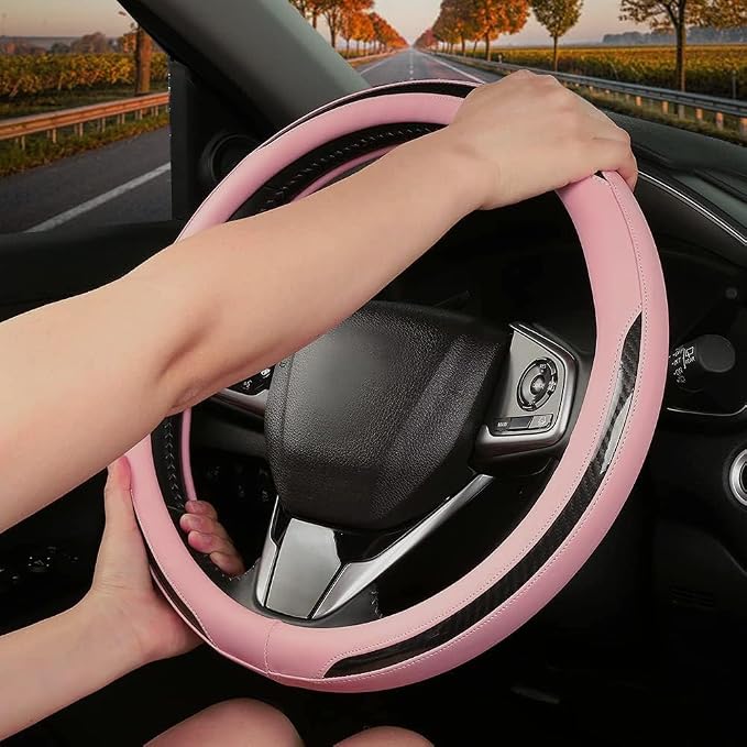 New Leather Car Steering Wheel Cover, Non-Slip Car Wheel Cover Protector - Image 4