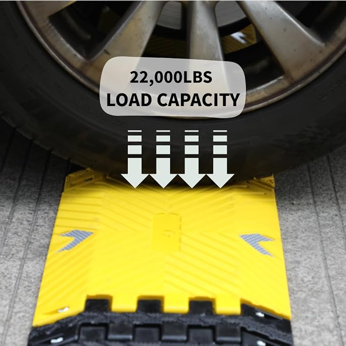 Portable Vehicle Traffic Speed Bump 118"×10"×1"Yellow-Black Reflective Non-Slip - Image 7