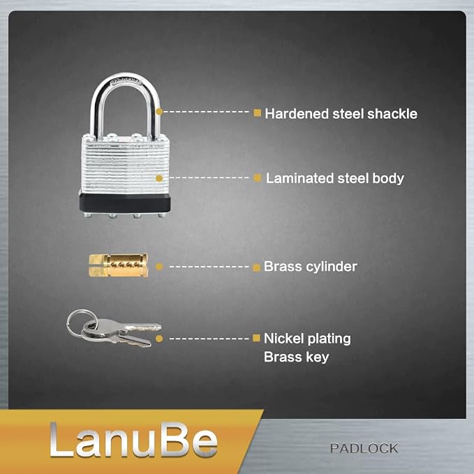 LanuBe Lock Laminated keyed Padlock, keyed Alike Locks, Normal Shackle - Image 6