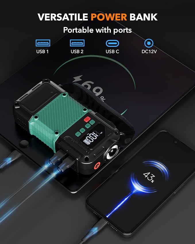 Portable Car Jump Starter with Air Compressor - Image 5