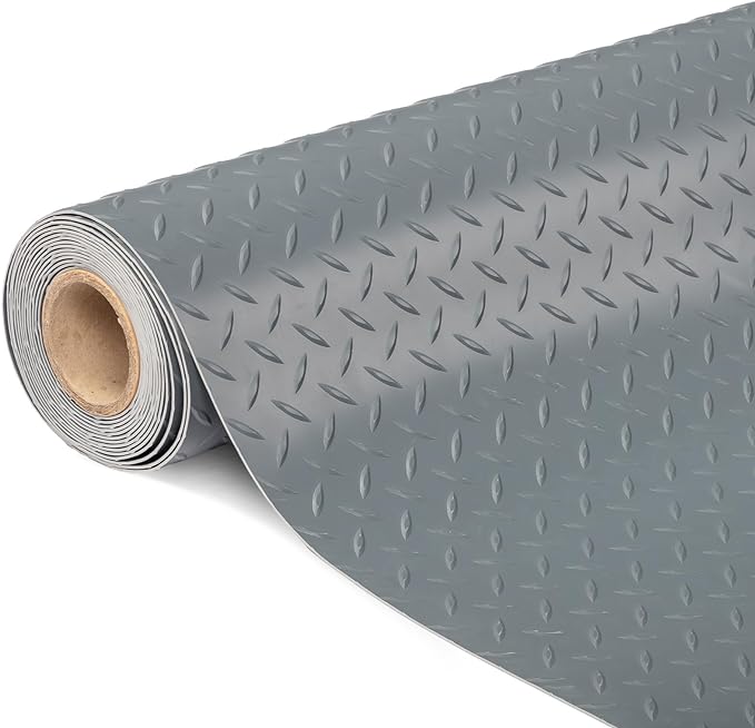 TUFFIOM 7.5 x 17 FT Garage Floor Mat, Thickened Diamond Plate PVC Garage Mats by TUFFIOM
