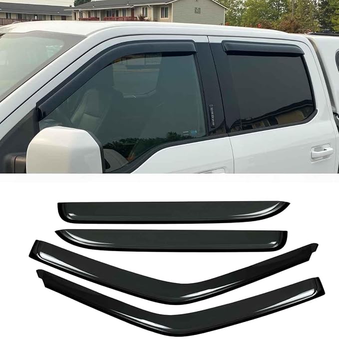 4pcs Outside Mount Style Window Rain Guards Durable Side Wind Deflectors Dark by Deebior