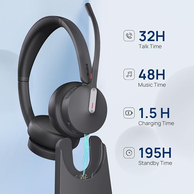 Yealink WH64 Hybrid DECT& Bluetooth Wireless Headset, 492ft Range Mono Teams UC - Image 4