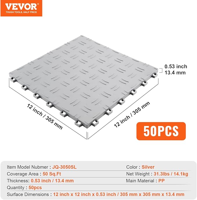 VEVOR Garage Tiles Interlocking, Non-Slip Double-Sided Texture Garage Flooring - Image 7