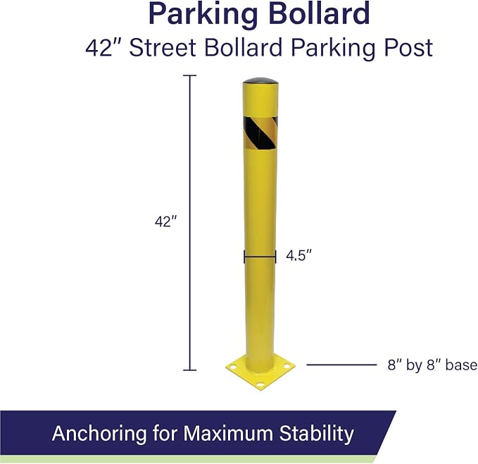 BISupply Safety Bollard Post Parking Barrier 6 Pack - 42in Yellow Pipe Bolt - Image 3