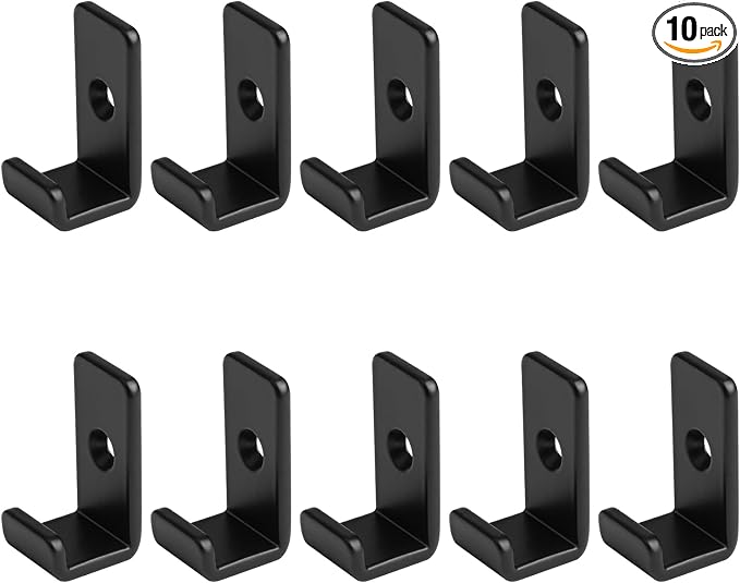 10 Pack Mini Black Steel Utility J Hook, Wall Mount Hanging Hook by OTTFF