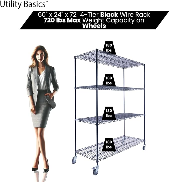 60"x24"x72" Premium Metal Steel 4-Tier Wire Shelving NSF 3200 LBS MAX Capacity - Image 5