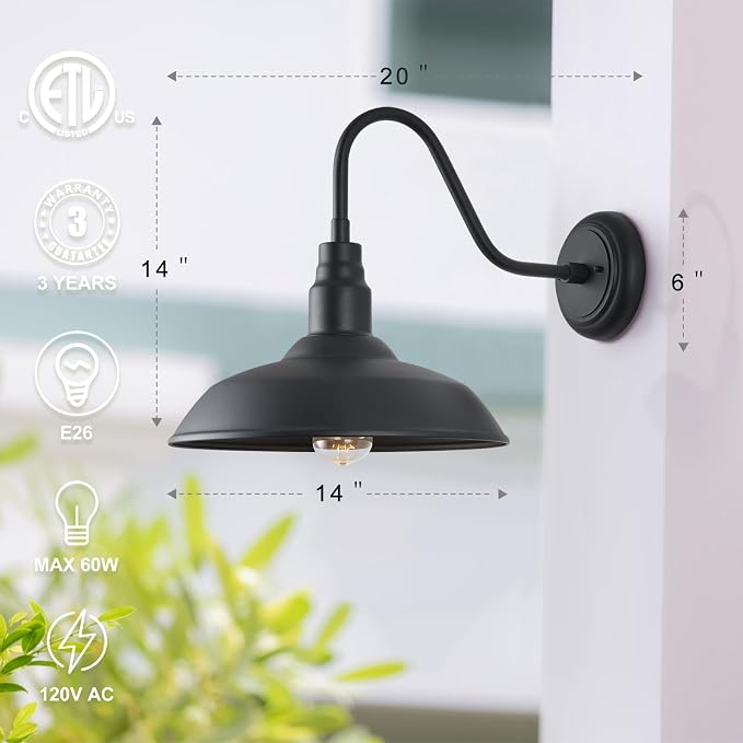 14in Outdoor Gooseneck Light Fixture - Image 4