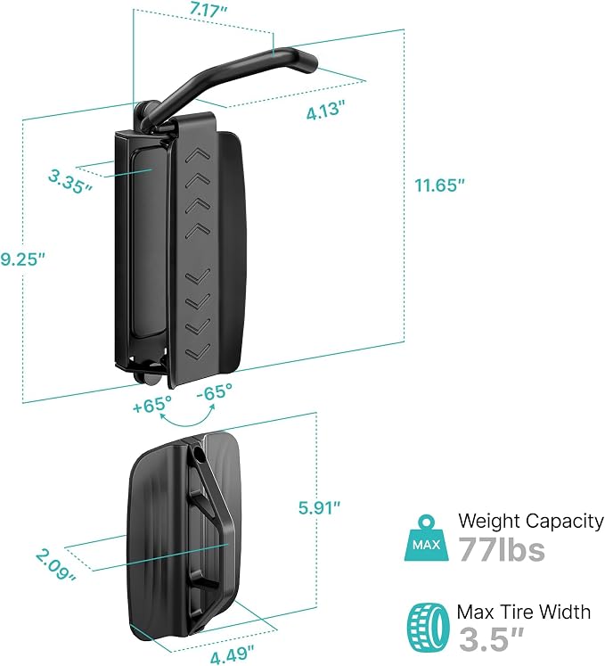 Bike Rack Garage, Bike Wall Mount Heavy Duty, Holds 77 Lbs, Swivel Bike Hangers - Image 8