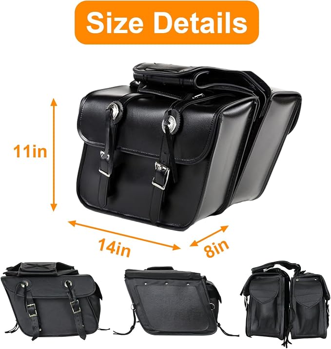 GARGOYLE BELLS Motorcycle Saddle Bags Leather Motorcycle Luggage Bag - Image 6