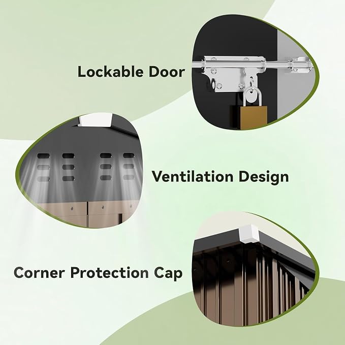 COMHOMA Shed Outdoor Storage Shed Metal, Lockable Doors Tool Sheds - Image 3