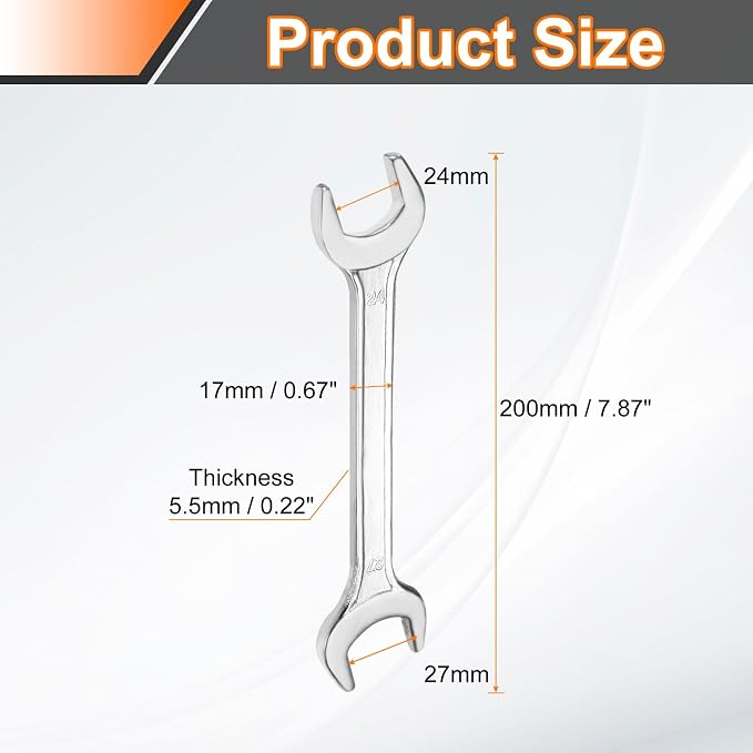HARFINGTON 2pcs Double Open End Wrench 24mm x 27mm Metric 15 Degree Offset - Image 2