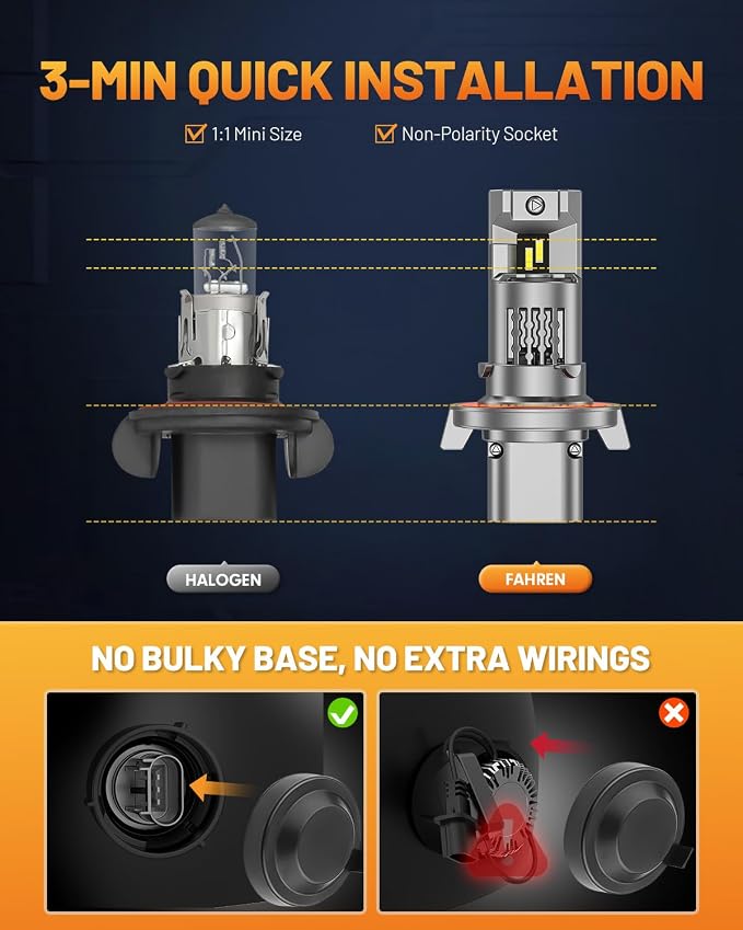 forenner Fahren H13/9008 LED Bulb Hi/Lo Beam, 900% Super Brighter 6500K - Image 3