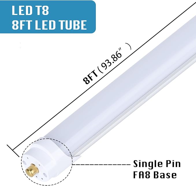 25-Pack, 8 Foot LED Bulbs, 100W 15000lm 6000K Cold White, Super Bright - Image 3