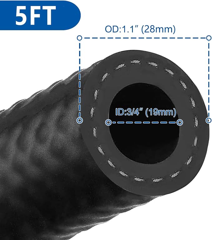LokoCar Rubber Fuel Hose Line Push Lock 3/4" ID SAE 30R7 NBR 5ft 300PSI Black - Image 3