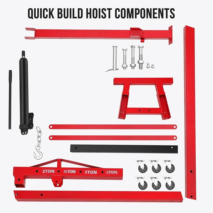 2 Ton Engine Hoist, Hydraulic Cherry Picker Engine Hoist Lift, 4400LBS Heavy - Image 7