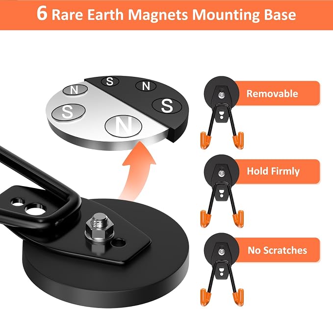 ENUODA Strong Magnetic Hooks Heavy Duty 4 Pack Magnet Garage Hook Heavy Duty - Image 3