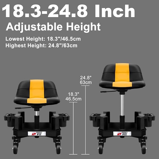 Rolling Shop Stool with Wheels, Adjustable Garage Mechanic Stool Seat Shop - Image 7