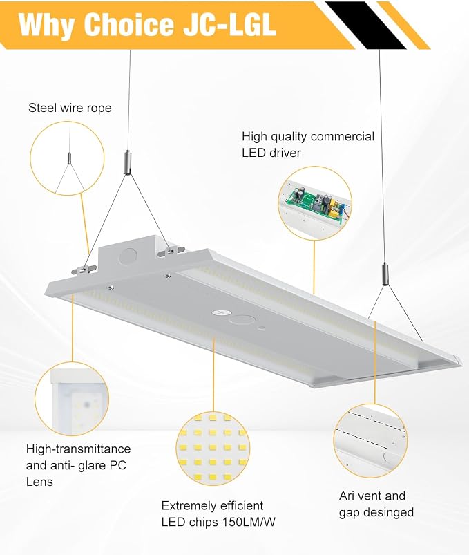 400W LED Linear High Bay Light, 60000LM Linear High Bay Shop Light Commercial - Image 3