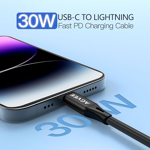 AGVEE 2 Pack 3ft Coiled Short USB to Lightning Charging Cable 3A Fast Charger - Image 2