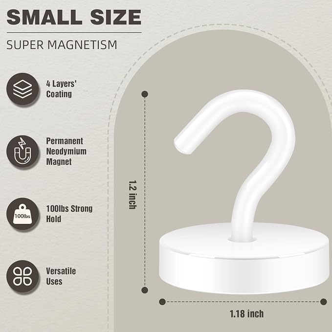 Neosmuk Magnetic Hooks, Cruise Ship Essentials, 100lb+ Heavy Duty Magnetic Hooks - Image 6