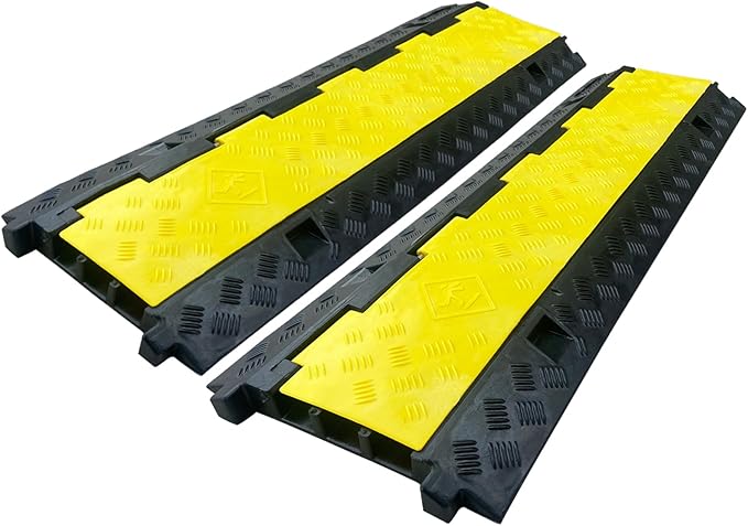 2 Pack Rubber Cable Ramp Hose Cable Protector Ramp 3 Channel 22000Lbs Load by F+COME