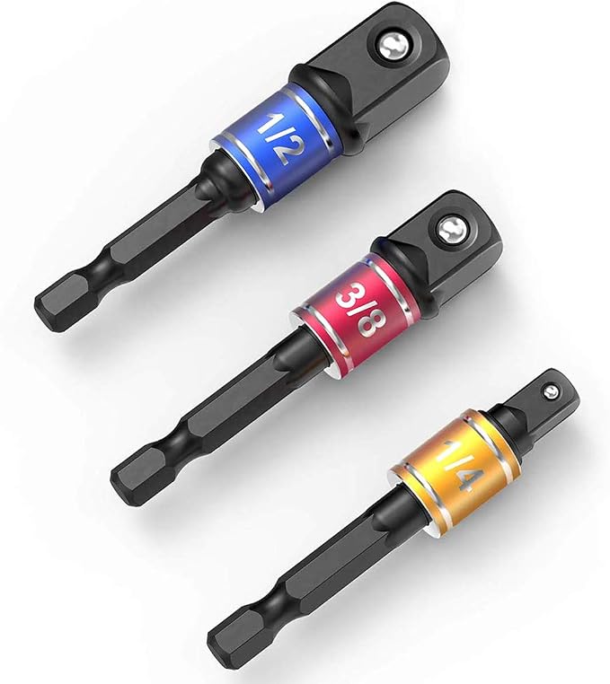 Socket Adapter Extension Set, 1/2 Inch Hex Shank, Impact Grade, Power Drill to by CIGOTU