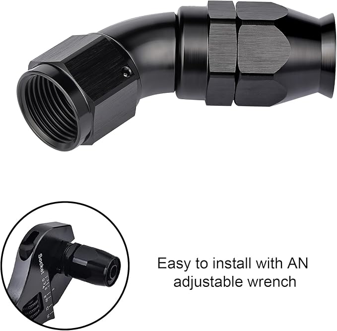 EVIL ENERGY 8AN 45 Degree PTFE One Piece Full Flow End Hose Fitting Aluminum - Image 6