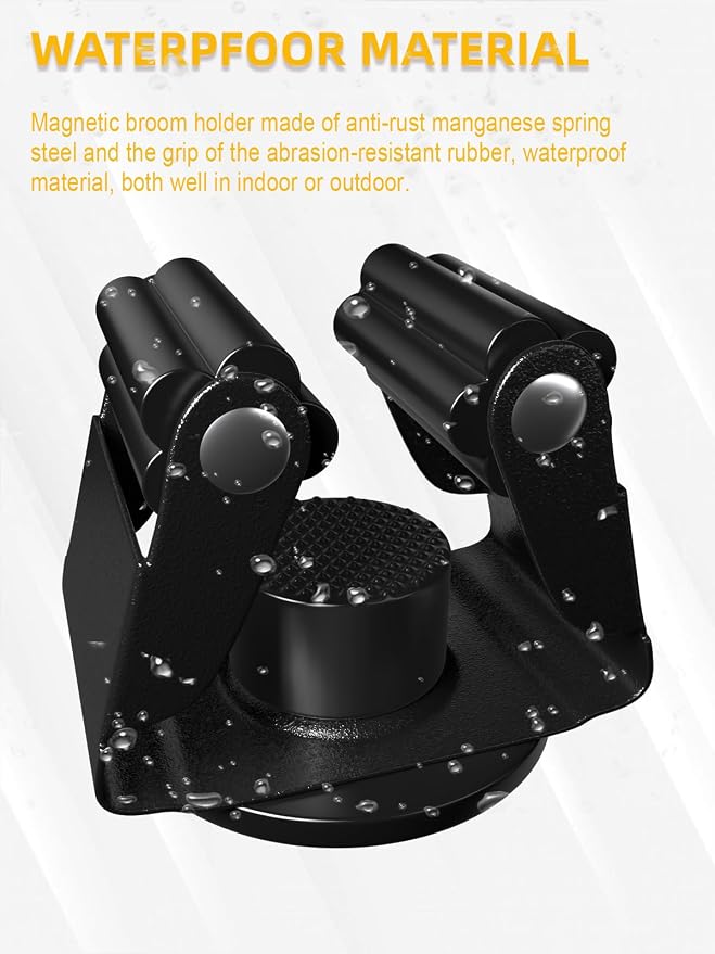 Magnetic Broom Holder for Refrigerator, No Drilling Magnetic Broom Holder Black - Image 7