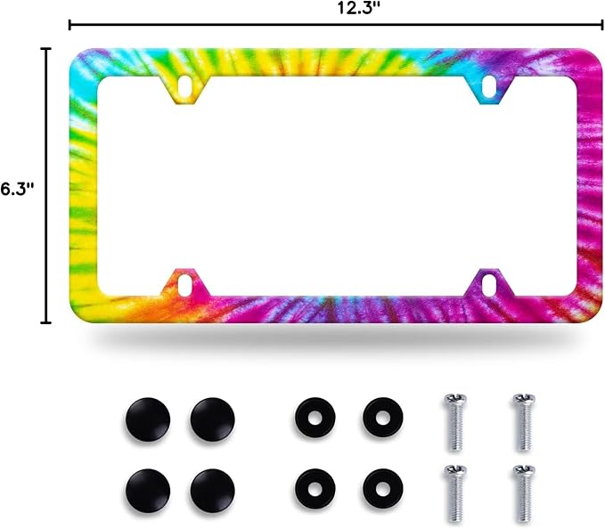 Colorful Hippie Tie Dye License Plate Frame Beautiful License Plate Stainless - Image 8