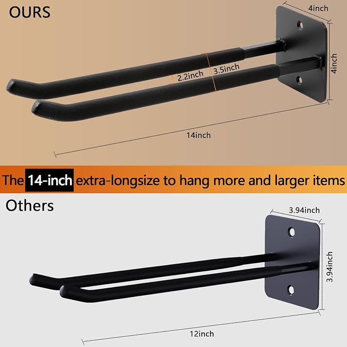 Sinoer Upgraded Heavy Duty Garage Hooks, Utility Steel Garage Hooks, 14 Inch - Image 5