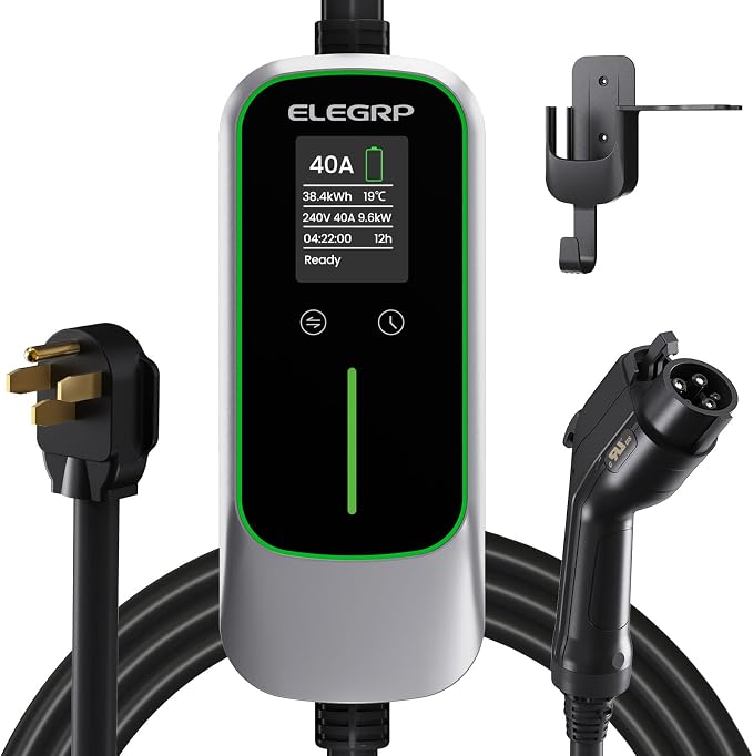 ELEGRP Level 2 EV Charger for Home, 40 Amp, ETL Certified, PBE & LCD Technology by ELEGRP%7CELEGROUP