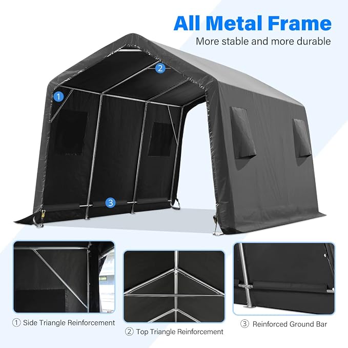 ADVANCE OUTDOOR 10x15 ft Shelter Storage Shed Steel Metal Peak Roof Portable - Image 3
