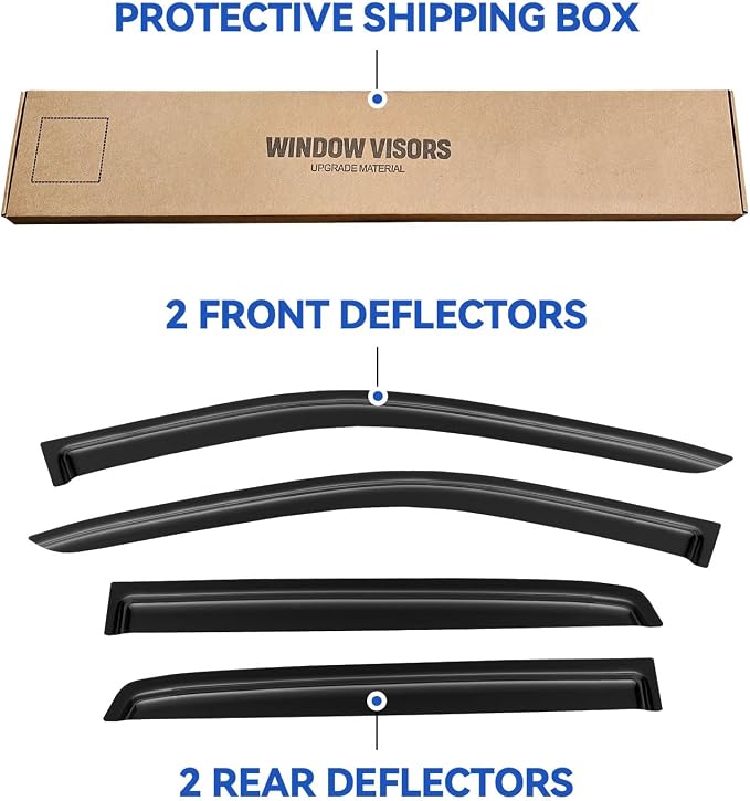 Window Visors Rain Guards for 2019 2020 2021 2022 2023 Ford Ranger Supercrew - Image 6