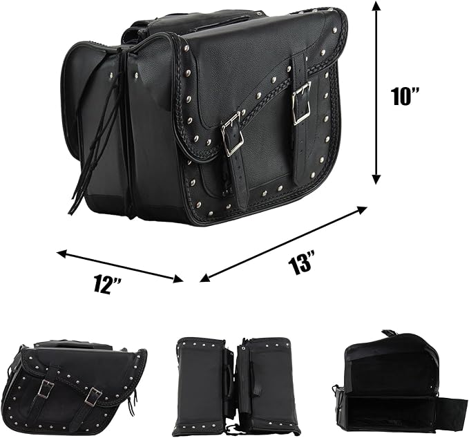 GARGOYLE BELLS Genuine Leather Motorcycle Saddle Bags Motorcycle Luggage Bag - Image 5