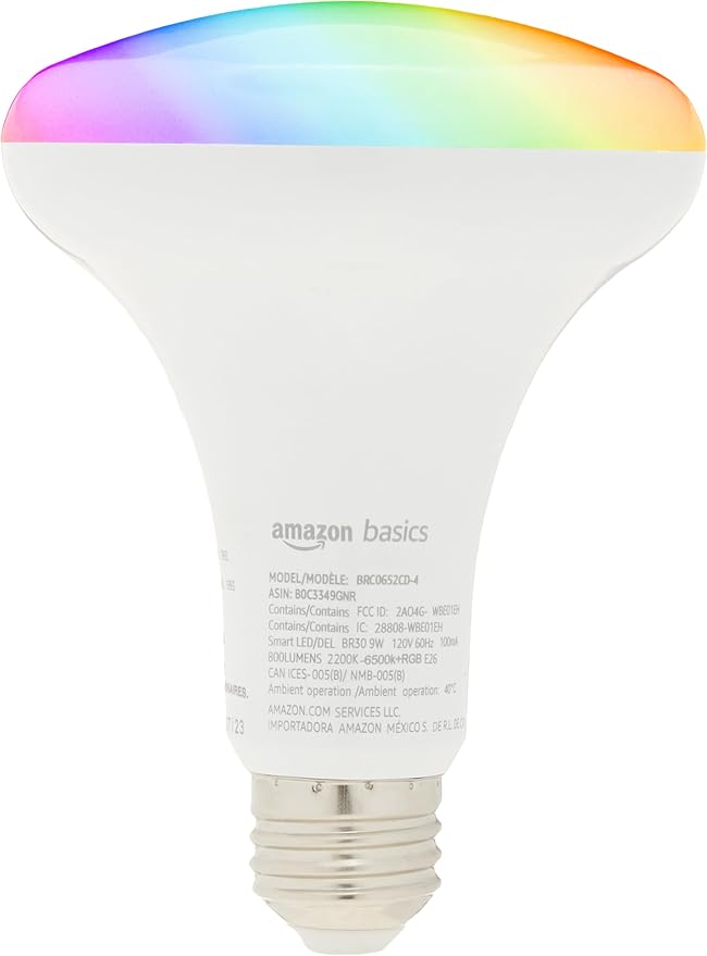 Amazon Basics Smart BR30 LED Light Bulb, Color Changing, Works - Image 4