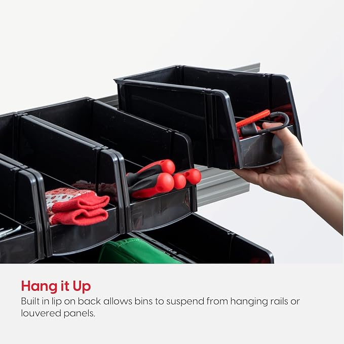IRIS USA Plastic Shelf Bins Stackable Open Front Storage Bins Plastic Hanging - Image 2