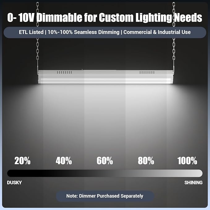 High Bay LED Shop Light 1.35FT 150W 22500LM 0-10V Dimmable 5000K Daylight - Image 3