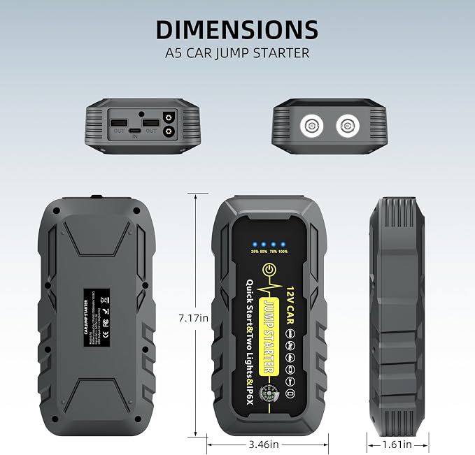 2025 Upgraded for A5 Car Jump Starter 3000A, Jump Starter Battery Pack for Up - Image 9