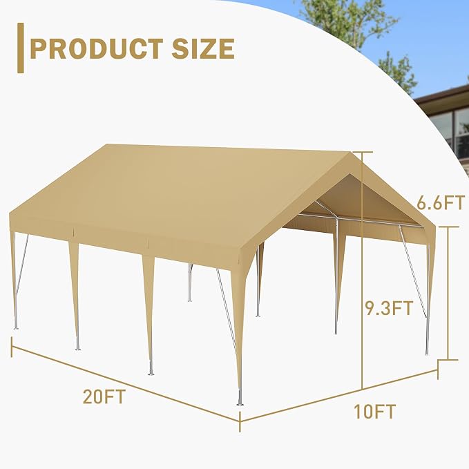 10x20ft Heavy Duty Carport Outdoor Car Canopy UV Resistant Waterproof Party - Image 2