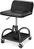 DNA MOTORING Rolling Padded Seat Adjustable Height Seat 330lbs Capacity Rolling by DNAMOTORING